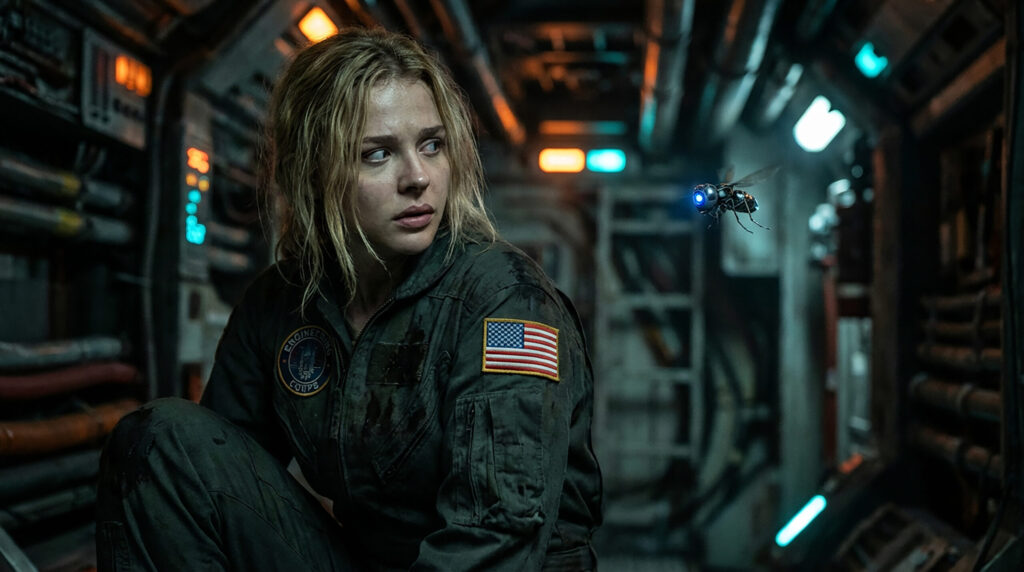 Helen and Seven inside spaceship.